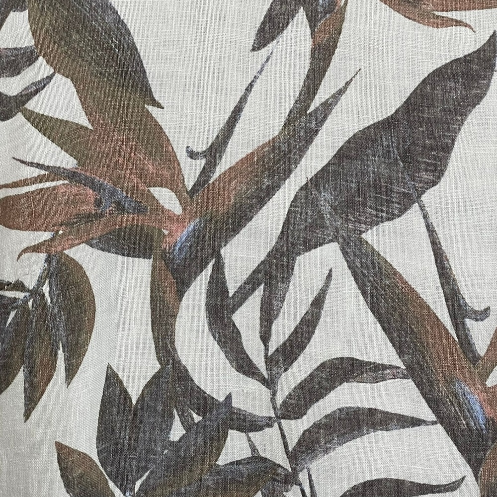 Lungo L'Arno Italy 2X 100% Linen Cotton Tropical Leaf Print Shift Dress Pockets - Picture 9 of 11